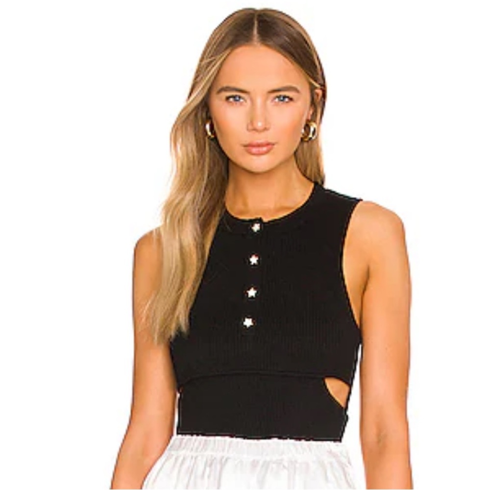 Pippy Rib Knit Top in Black CAMI NYC